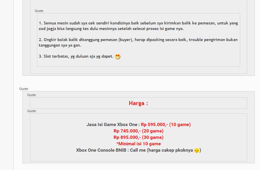 The prices from the piracy offer