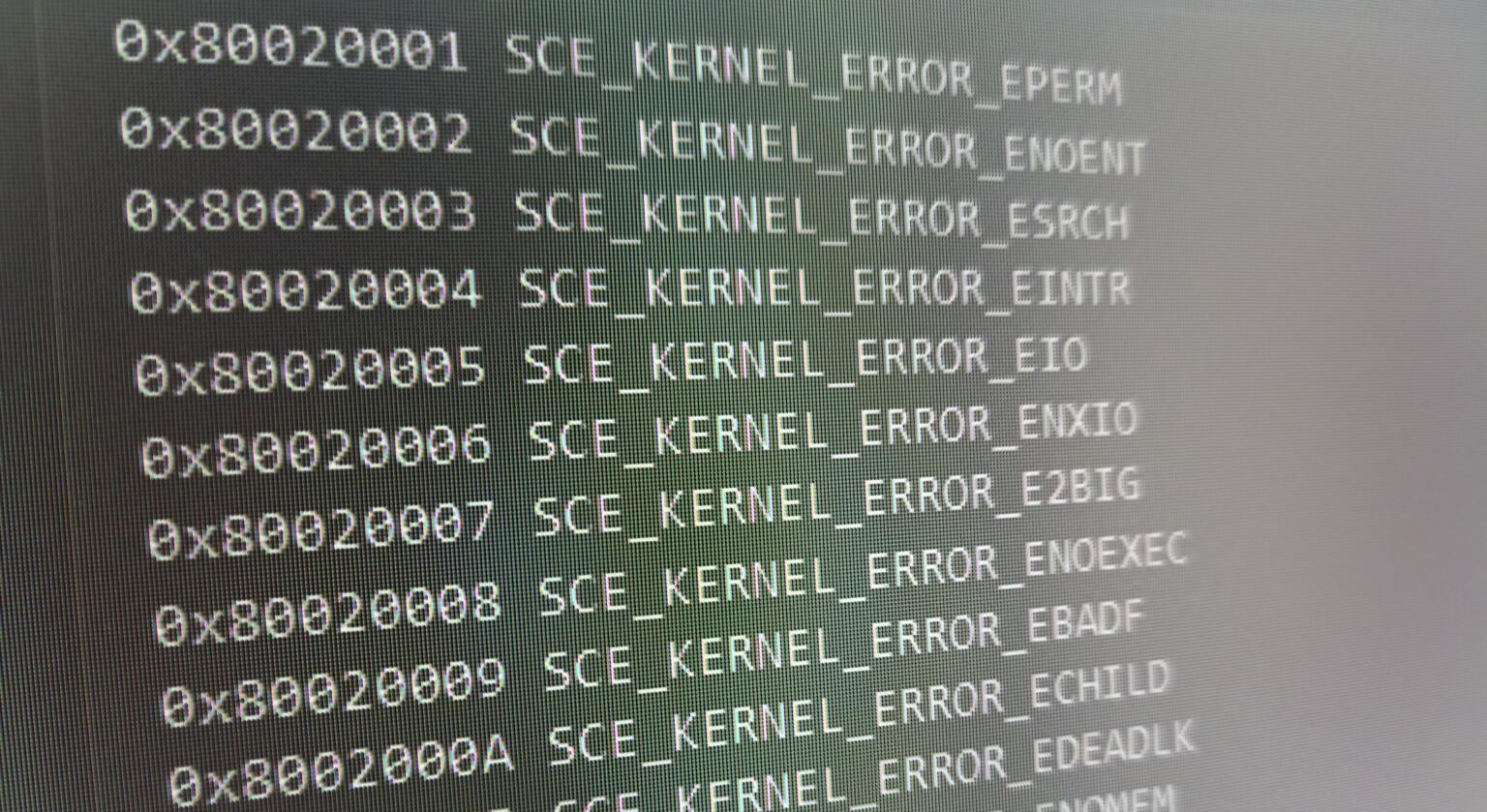 PS5 Hacking List of error codes and Registry entry keys extracted from