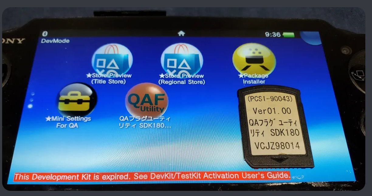QA Flag Utility gamecard and QAF Tokens found in PS Vita devkit